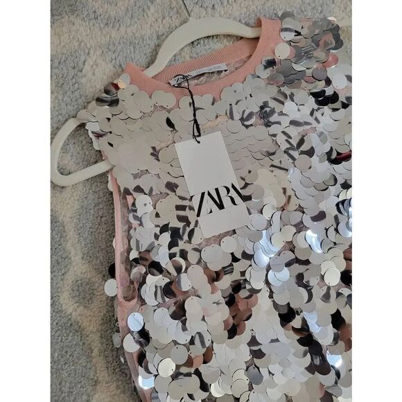 ZARA Sequin Knit Pink and Silver Dress S NWT - Picture 9 of 9